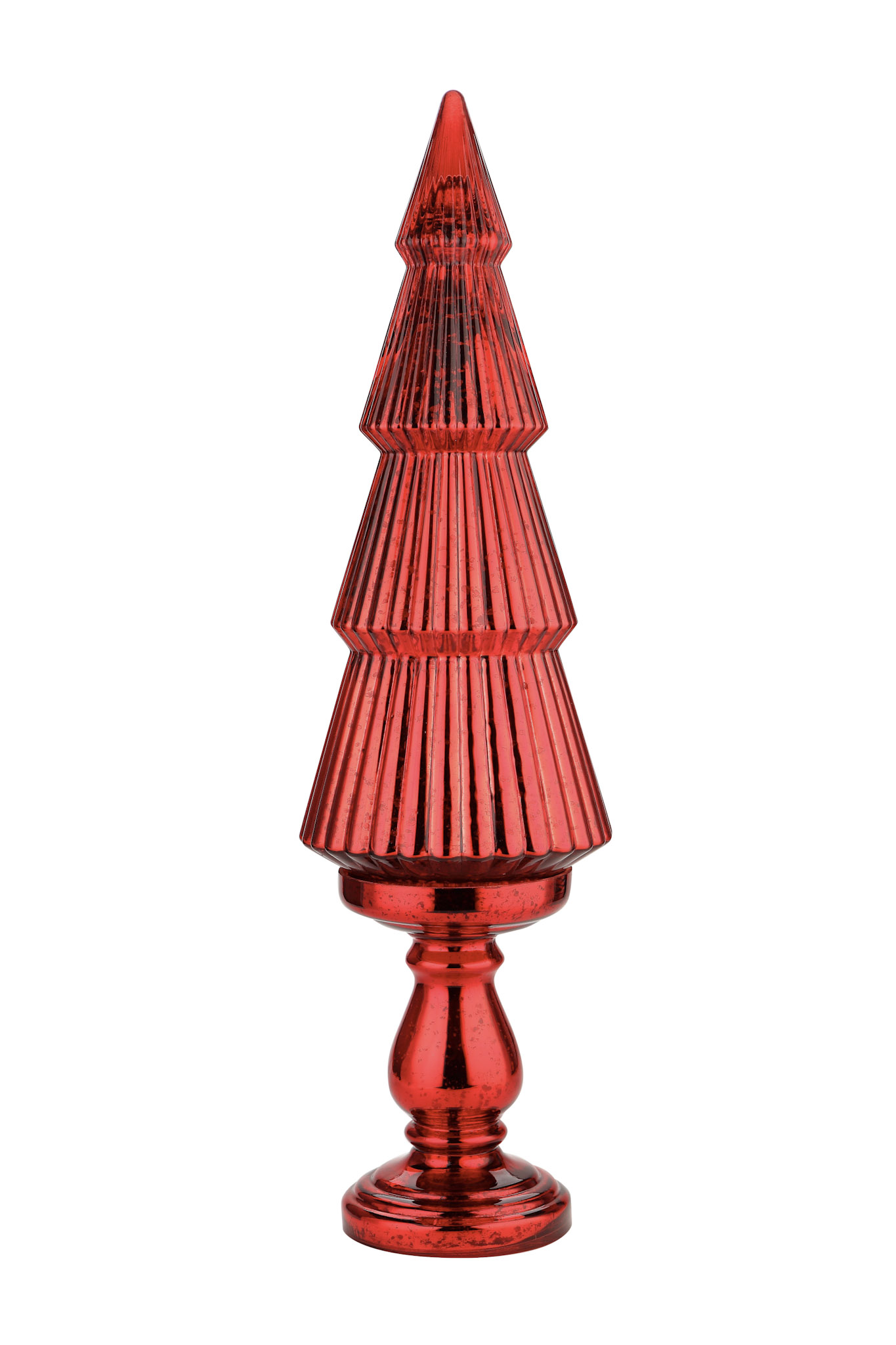 D8.5"H30" - MERCURY GLASS CHRISTMAS TREE ON PEDESTAL