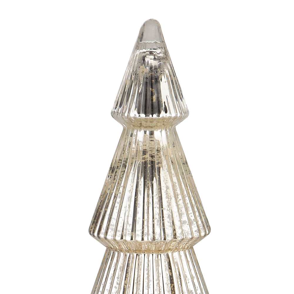 51961	 D12"H40" - MERCURY GLASS CHRISTMAS TREE ON PEDESTAL