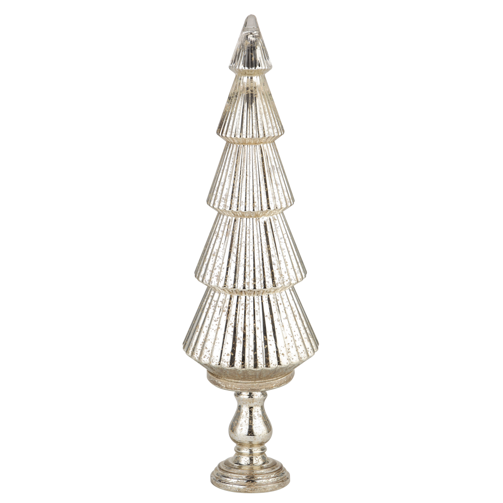51961	 D12"H40" - MERCURY GLASS CHRISTMAS TREE ON PEDESTAL