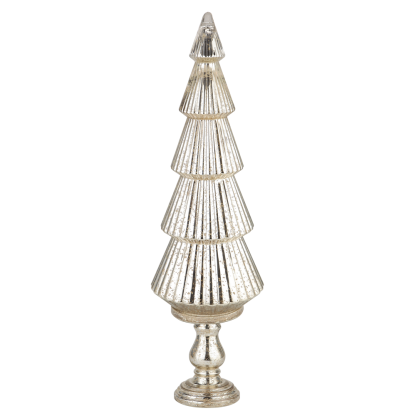 51961	 D12"H40" - MERCURY GLASS CHRISTMAS TREE ON PEDESTAL