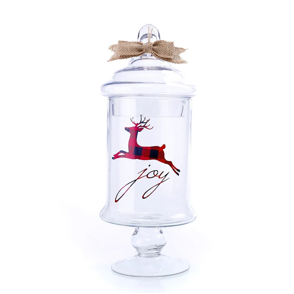 53007	 *D6.5"H15" - CHRISTMAS REINDEER APOTHECARY JAR WITH LID
