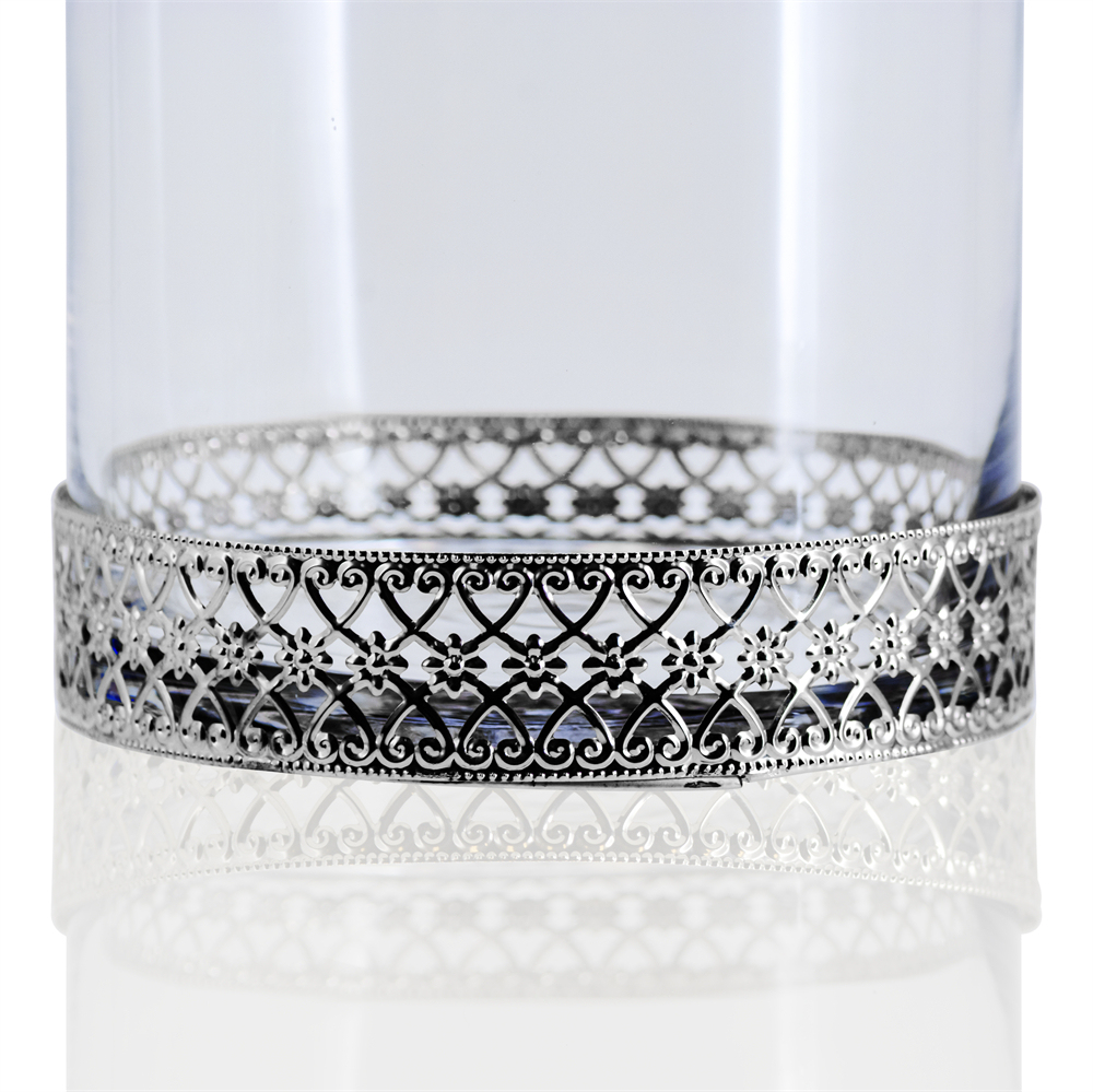 53042	 D6"H11" - GLASS CYLINDER WITH METAL RIM