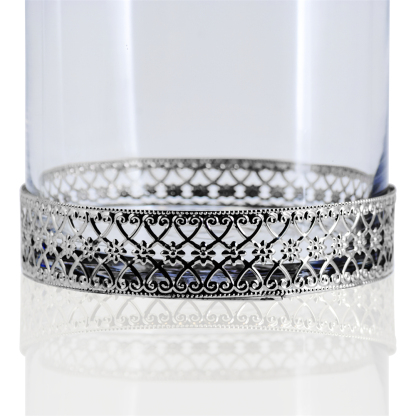 53042	 D6"H11" - GLASS CYLINDER WITH METAL RIM