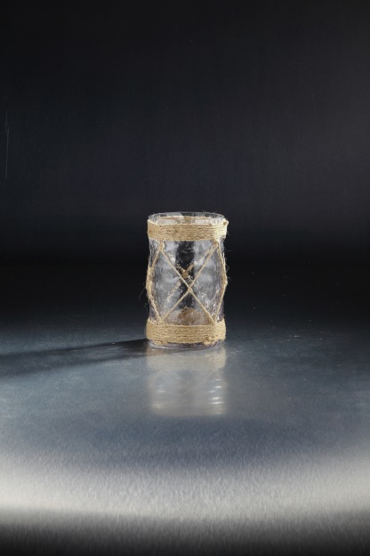 D4.5"H7.5" - GLASS CYLINDER WRAPPED WITH ROPE