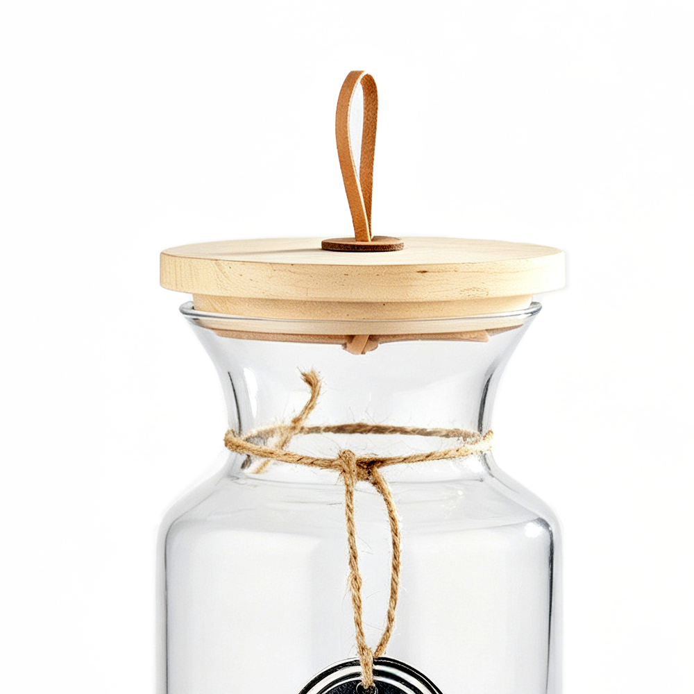 53062	 D6"H13" - GLASS JAR WITH WOOD LID