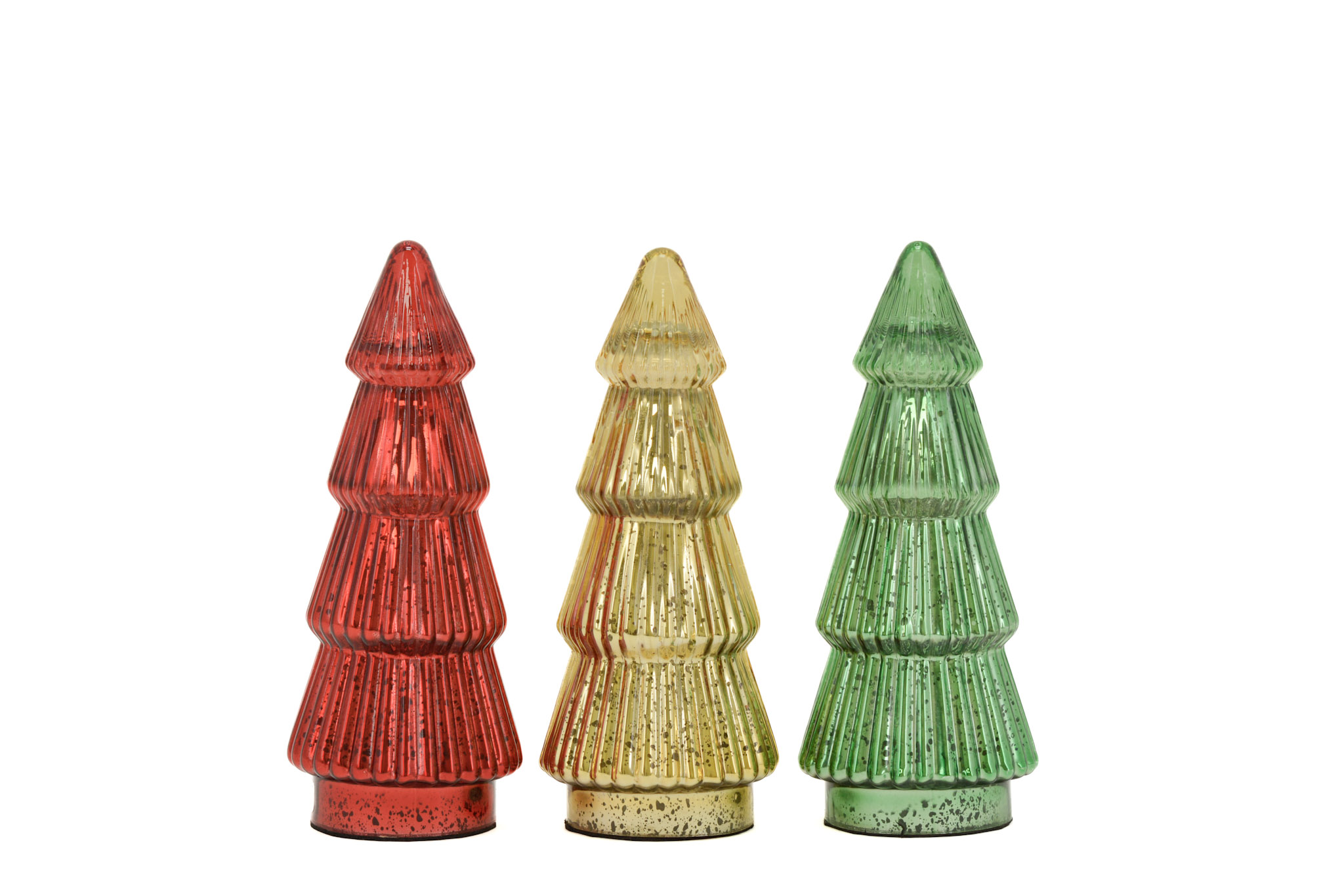 D3.9"H9.1" - ASSORTED GLASS CHRISTMAS TREE