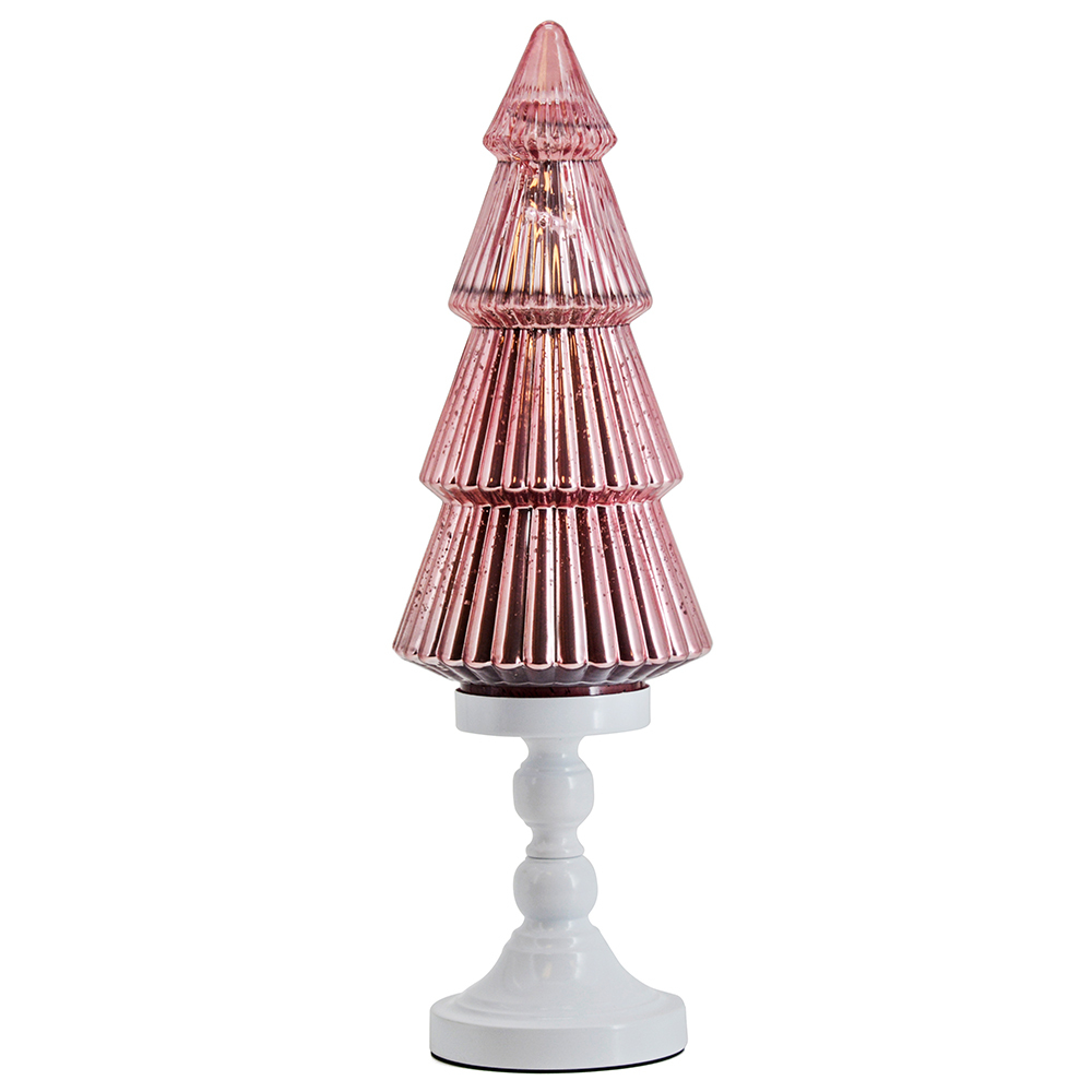 54139 *D6.7"H21.3" - GLASS CHRISTMAS TREE ON PEDESTAL