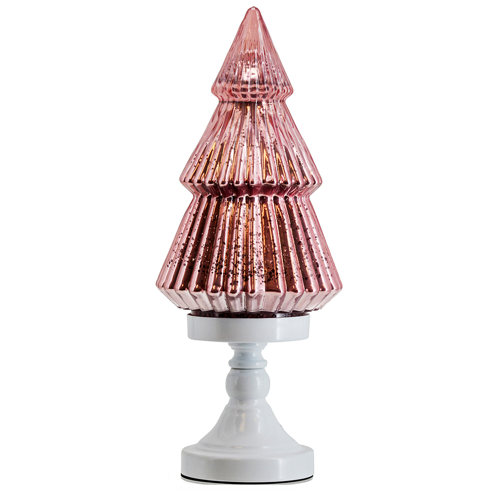 D6.3"H15.7" - GLASS CHRISTMAS TREE ON PEDESTAL