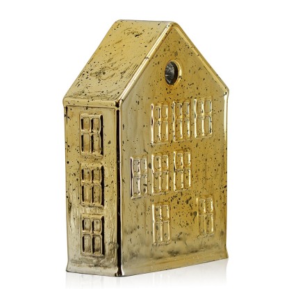 L5.9"W2.4"H7.9" - MERCURY GLASS VILLAGE HOUSE