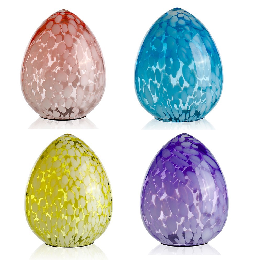 54171ASST	 D6.5"H7.9" - ASSORTED COLORS GLASS EASTER EGGS