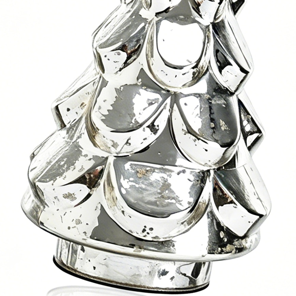 54198SV	 D6.7"H10.6" - GLASS CHRISTMAS TREE