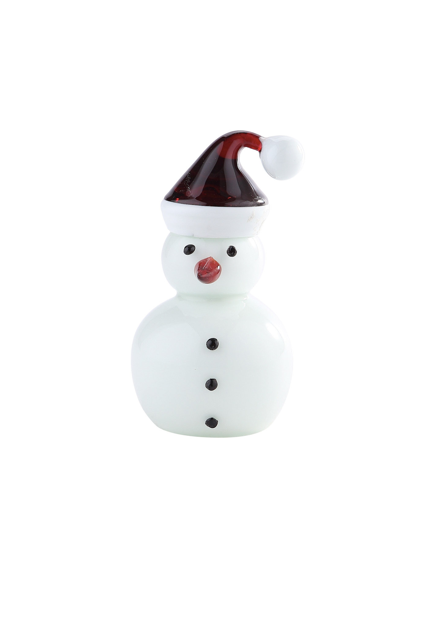 D3.5"H7.5" - GLASS SNOWMAN FIGURINE