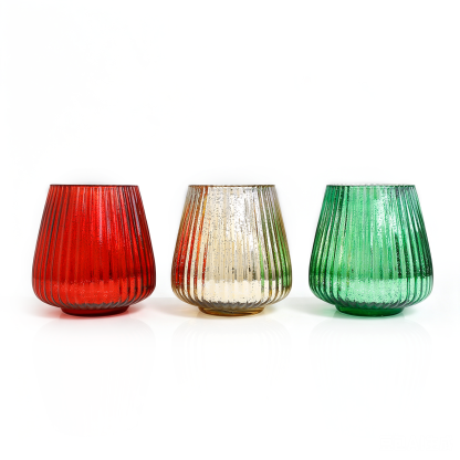 57707ASST	 D6.9"H7.3" - ASSORTED CHRISTMAS GLASS VASES
