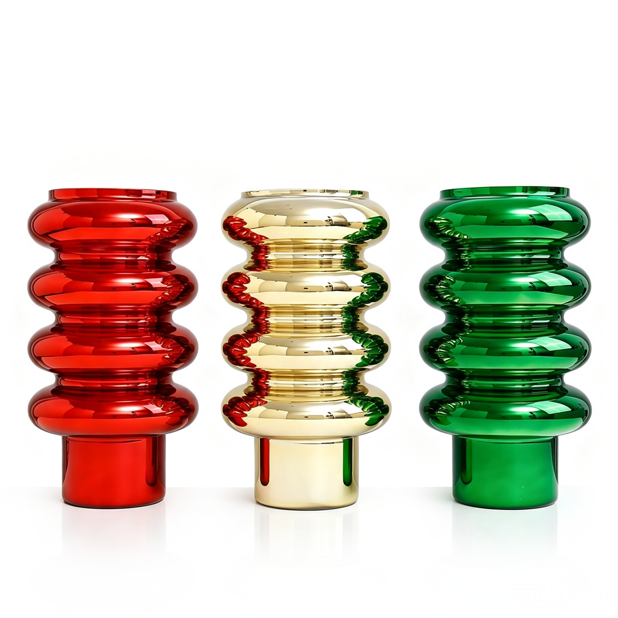 57710ASST	 D6.3"H12.4" - ASSORTED CHRISTMAS GLASS VASES