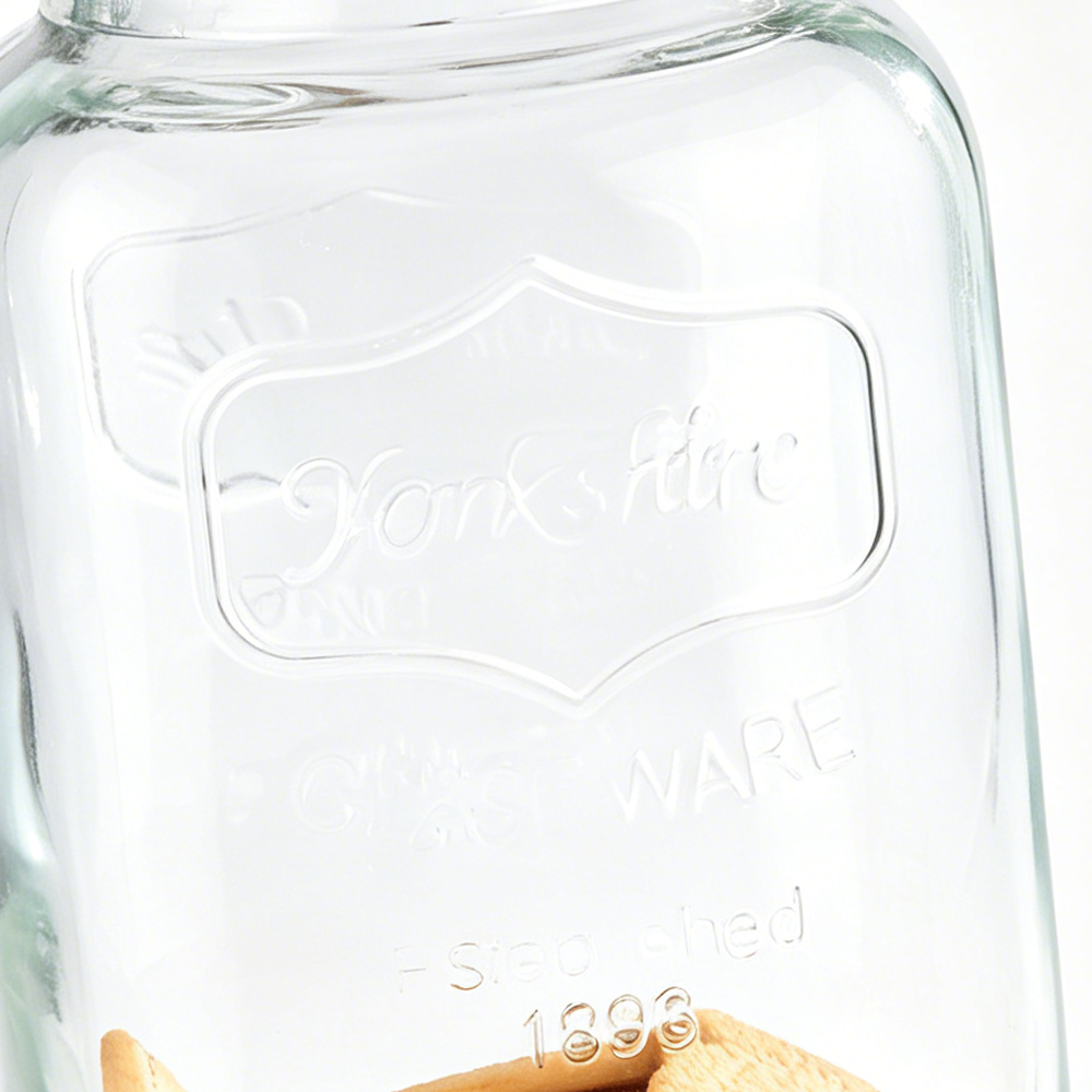 58047	 L7.5"W7.5"H12" - GLASS APOTHECARY JAR WITH METAL LID