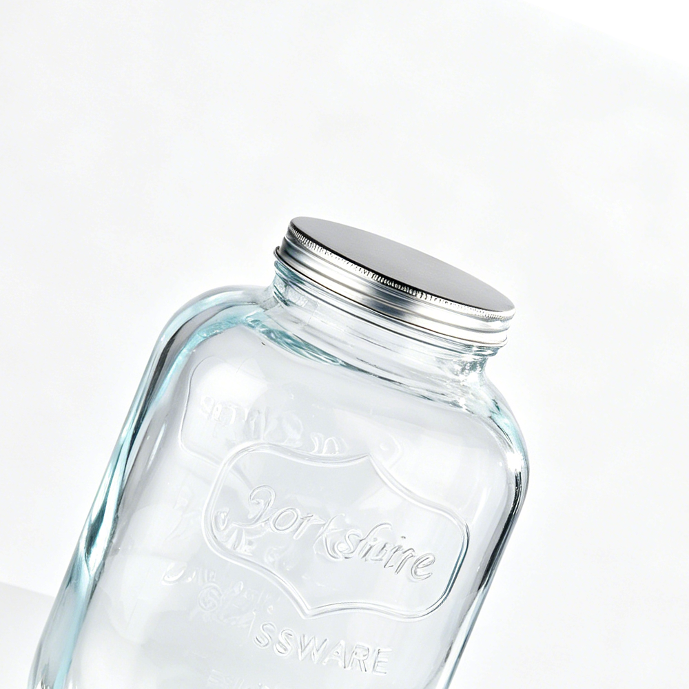 58048	 L6"W6"H10" - GLASS APOTHECARY JAR WITH METAL LID