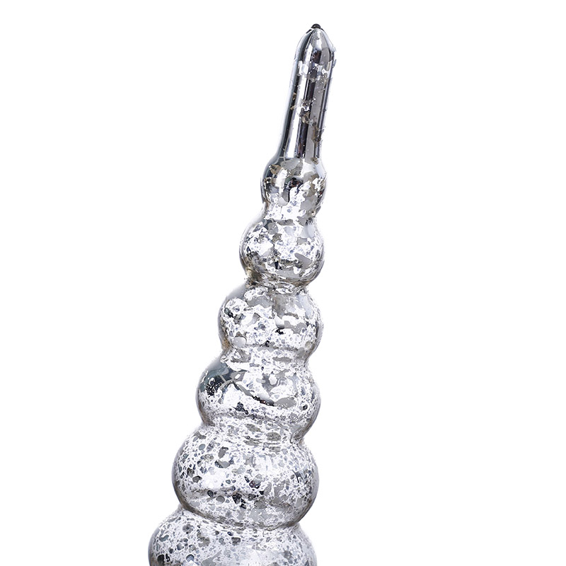 58147	 D3"H11.5" - MERCURY GLASS CHRISTMAS TREE ON PEDESTAL