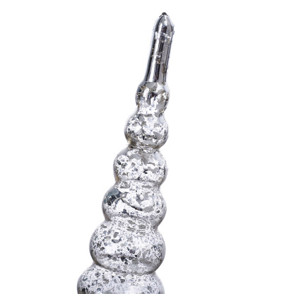 58147	 D3"H11.5" - MERCURY GLASS CHRISTMAS TREE ON PEDESTAL