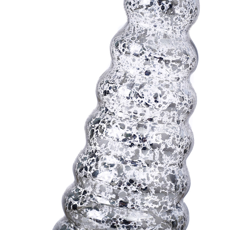 58147	 D3"H11.5" - MERCURY GLASS CHRISTMAS TREE ON PEDESTAL