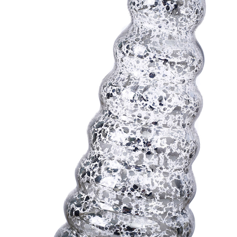 58147	 D3"H11.5" - MERCURY GLASS CHRISTMAS TREE ON PEDESTAL