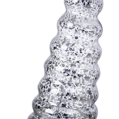 58147	 D3"H11.5" - MERCURY GLASS CHRISTMAS TREE ON PEDESTAL