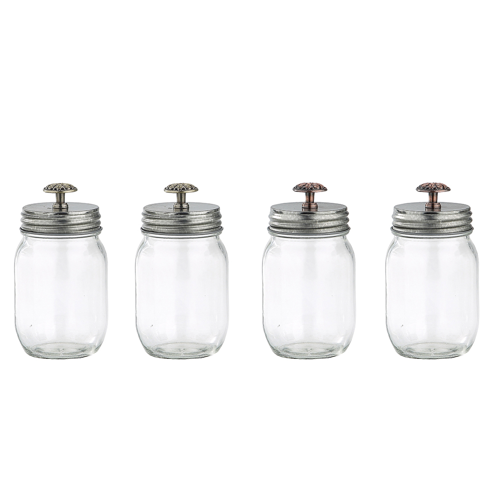 58181ASST	 D3"H6.5" - ASSORTED GLASS APOTHECARY JARS
