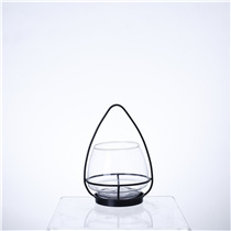 D4.7"H6.3" - GLASS CANDLEHOLDER WITH METAL HOLDER