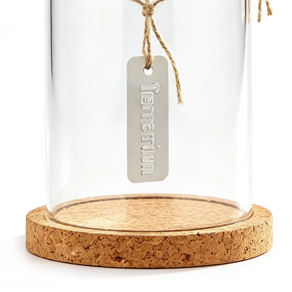 60017	 D5"H8.5" - CLEAR GLASS DOME CLOCHE WITH WOODEN BASE