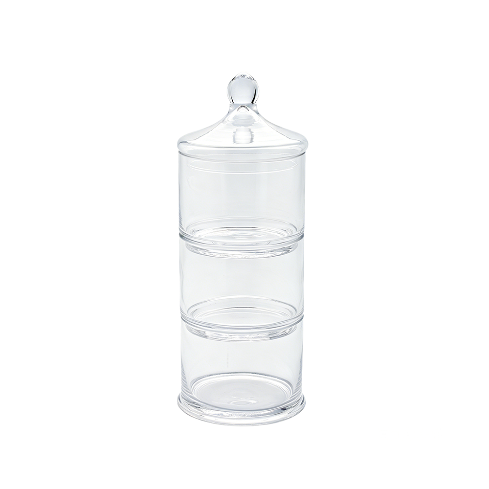 62038s	 D4.5"H12" - 3 STACKABLE APOTHECARY JARS WITH LID