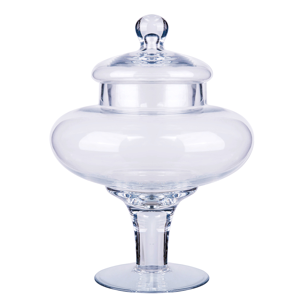 63003	 D8"H9.5" - GLASS APOTHECARY JAR WITH LID
