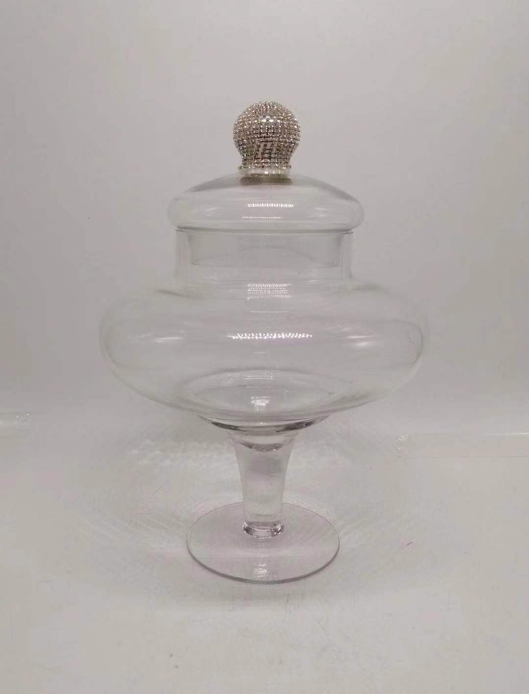 *D8"H9.5" - GLASS APOTHECARY JAR WITH LID