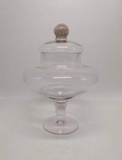 *D8"H9.5" - GLASS APOTHECARY JAR WITH LID