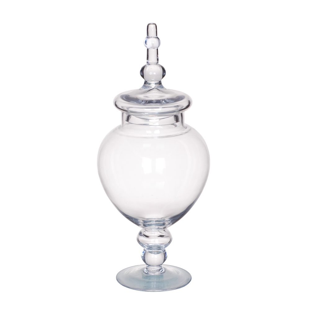 63004	 D6.5"H15.5" - GLASS APOTHECARY JAR WITH LID