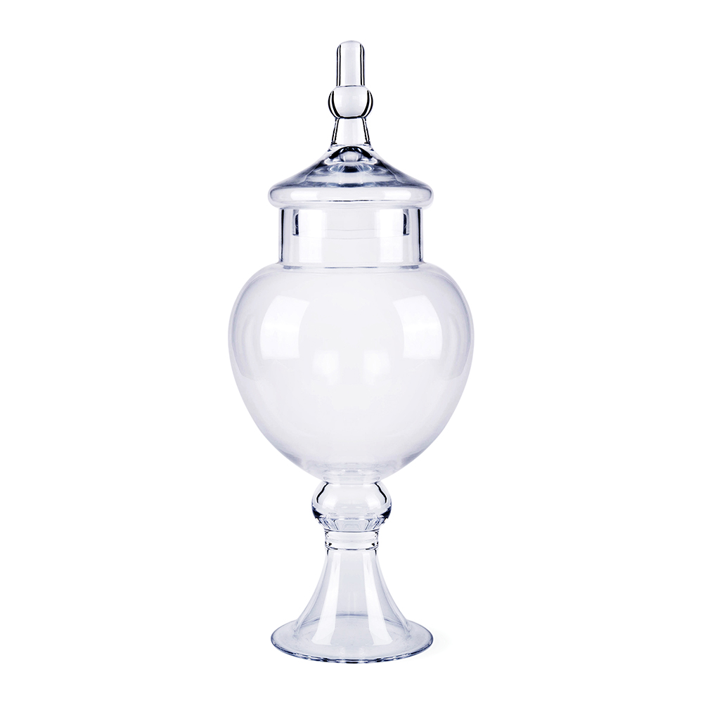 63005	 D6.5"H16.5" - GLASS APOTHECARY JAR WITH LID