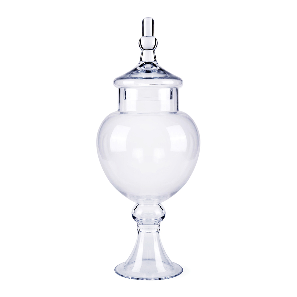 63005	 D6.5"H16.5" - GLASS APOTHECARY JAR WITH LID