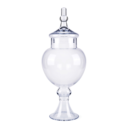 63005	 D6.5"H16.5" - GLASS APOTHECARY JAR WITH LID