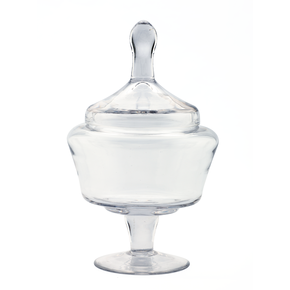 63006	 D6.5"H11" - GLASS APOTHECARY JAR WITH LID