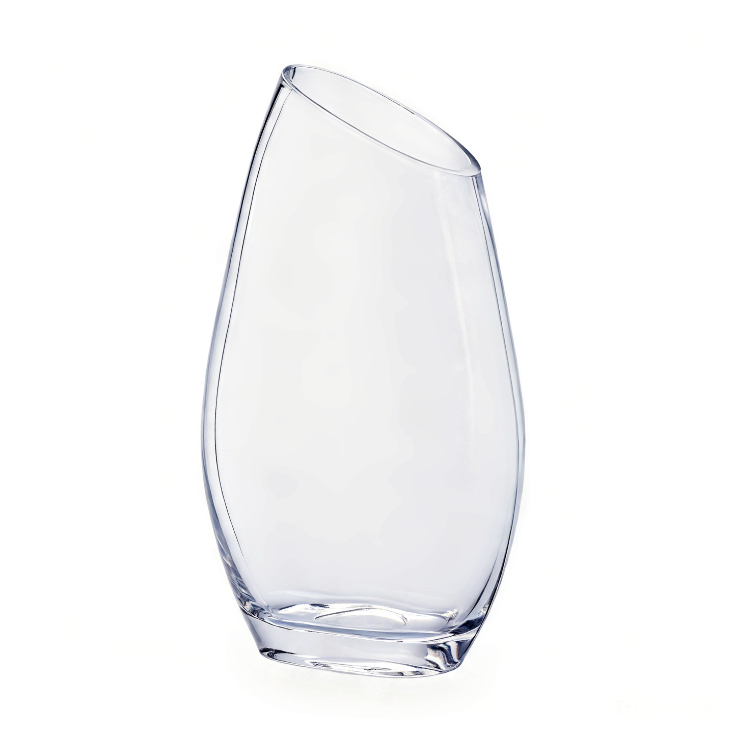64008	 L7"W3.5"H12" - ANGLED RIM GLASS VASE