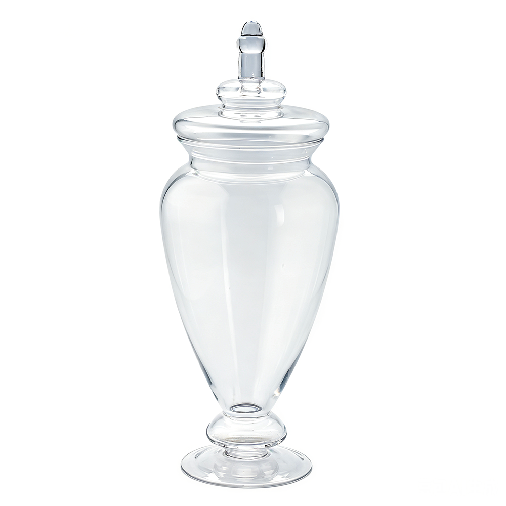 64014	 D6.5"H17.5" - GLASS APOTHECARY JAR WITH LID