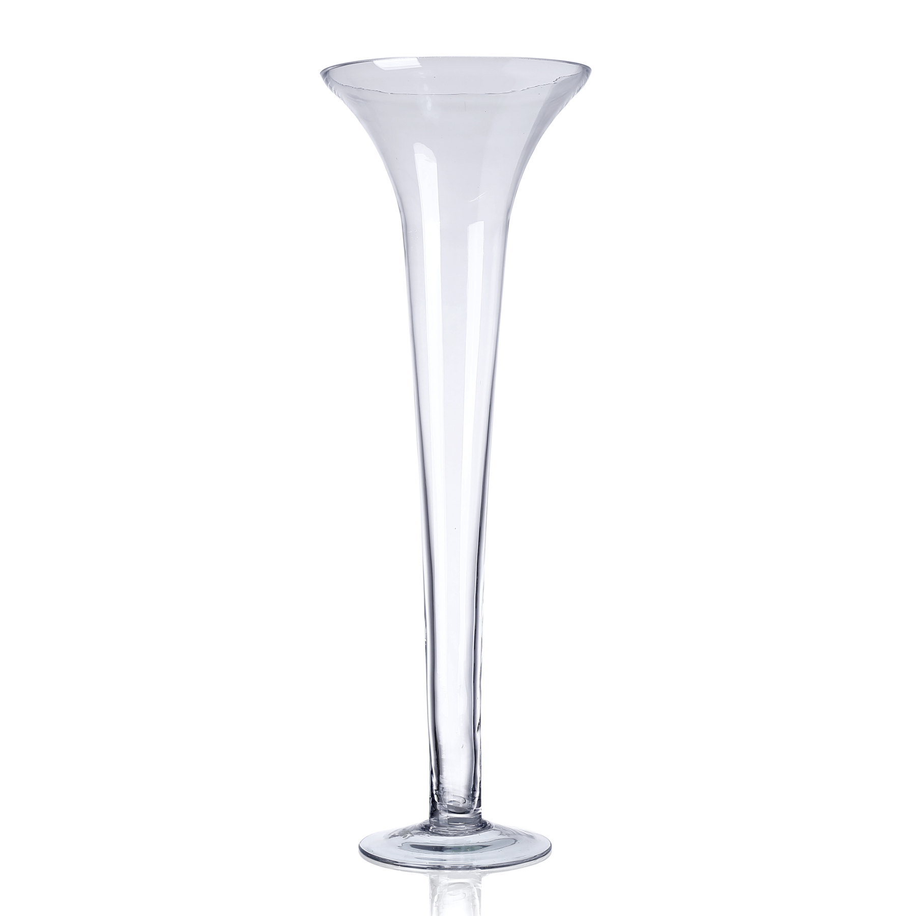 D7"H23.5" - GLASS TRUMPET VASE