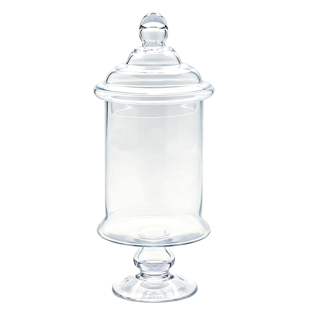 64071	 D6.5"H15" - GLASS APOTHECARY JAR WITH LID