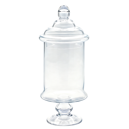 64071	 D6.5"H15" - GLASS APOTHECARY JAR WITH LID
