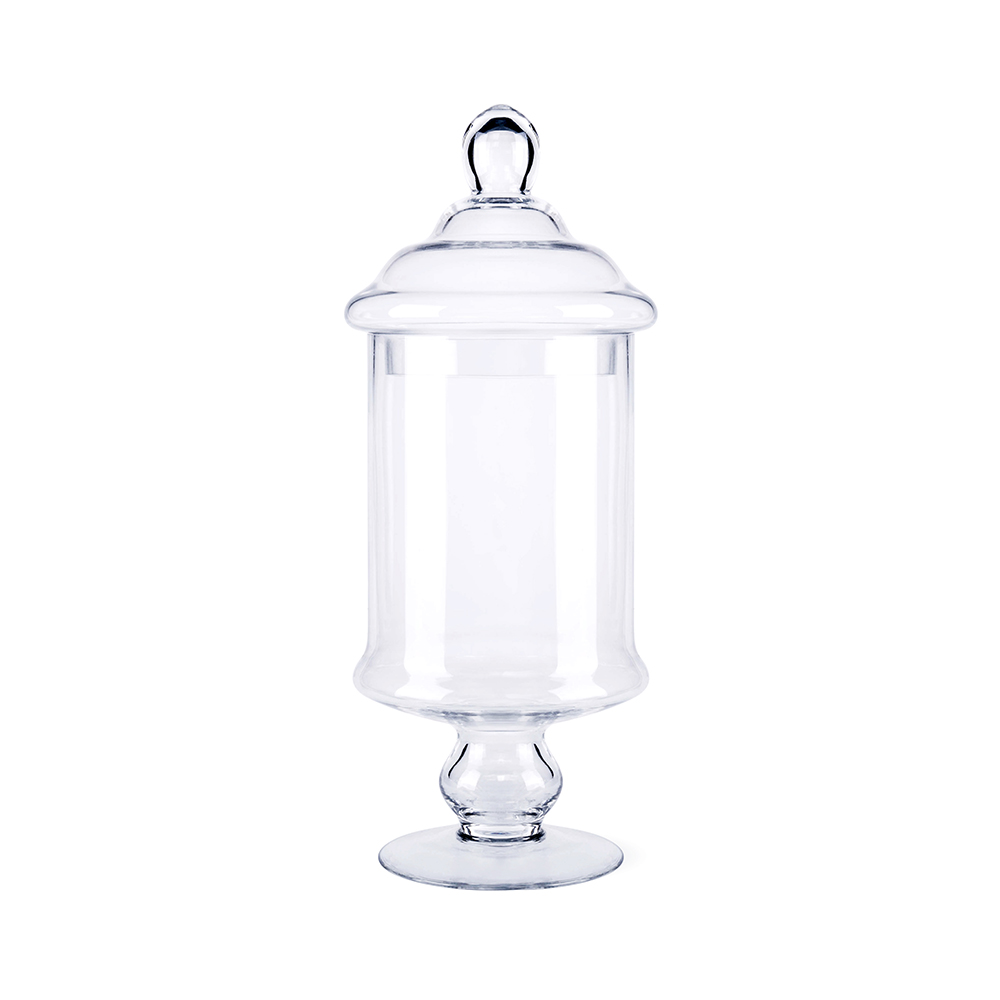 64072	 D7.5"H19" - GLASS APOTHECARY JAR WITH LID