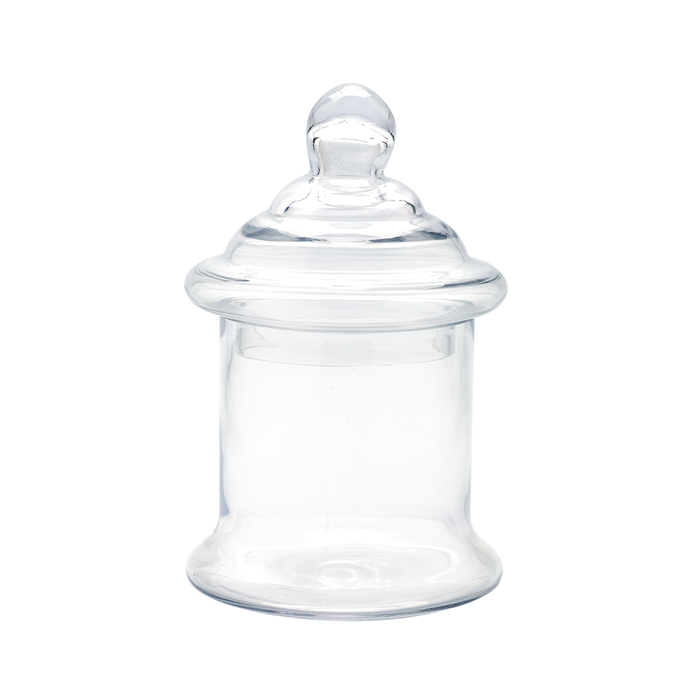 64078	 D6"H10" - GLASS APOTHECARY JAR WITH LID