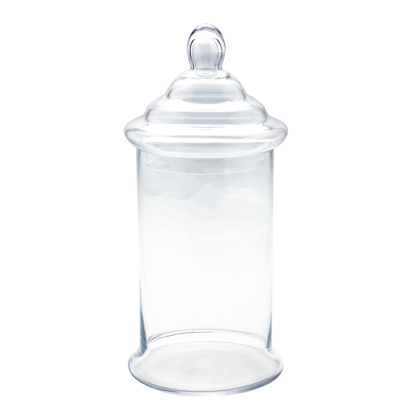 64080	 D7.5"H16.5" - GLASS APOTHECARY JAR WITH LID