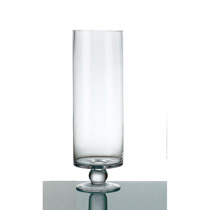 D5.5"H17" - GLASS CYLINDER PEDESTAL CANDLE HOLDER