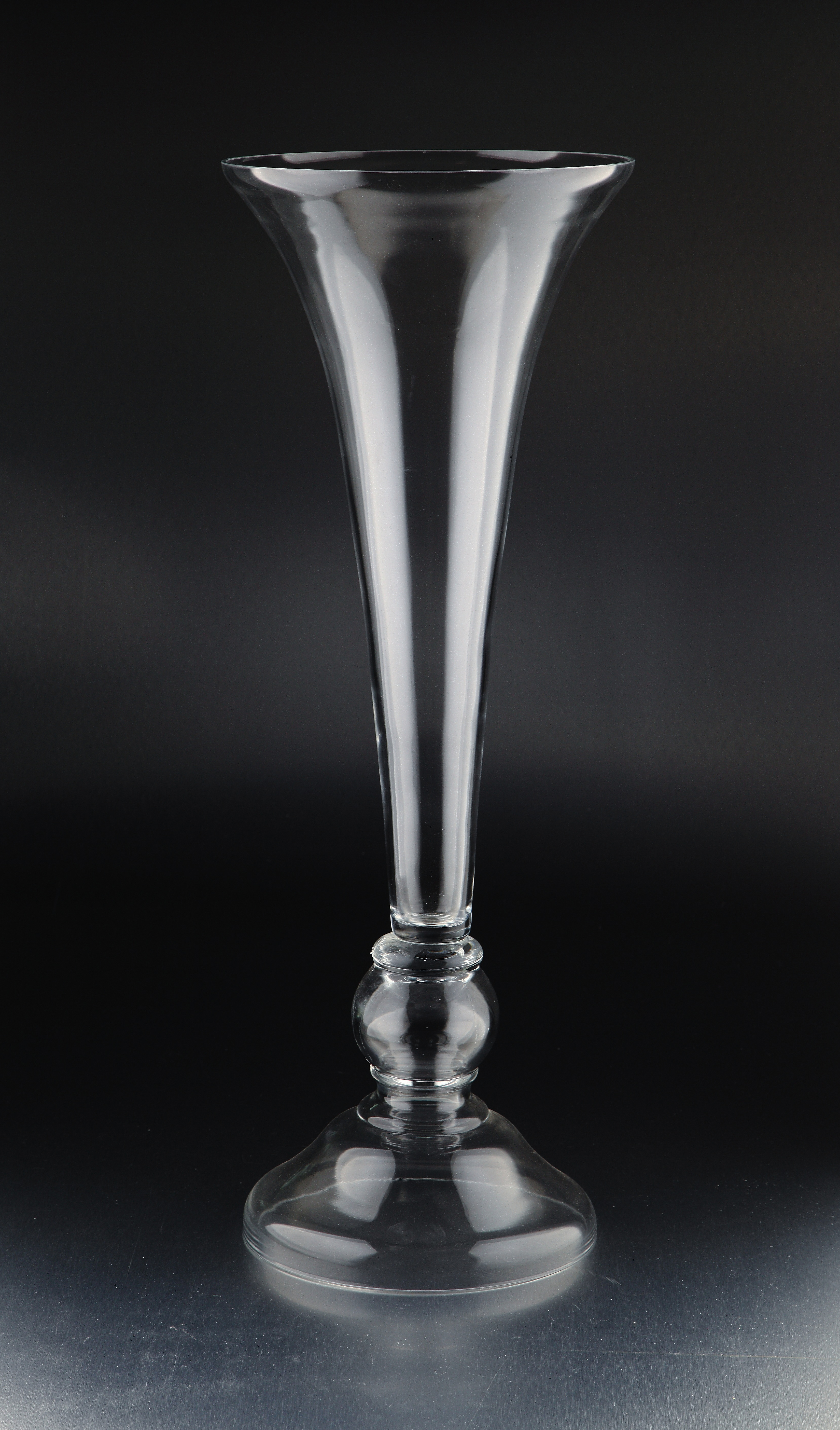 D10"H28.5" - GLASS TRUMPET VASE