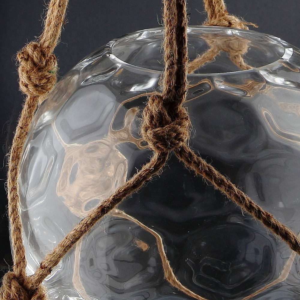 64587	 D10.5"H10" - HANGING GLASS TERRARIUM WITH ROPE