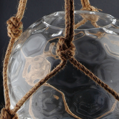 64587	 D10.5"H10" - HANGING GLASS TERRARIUM WITH ROPE