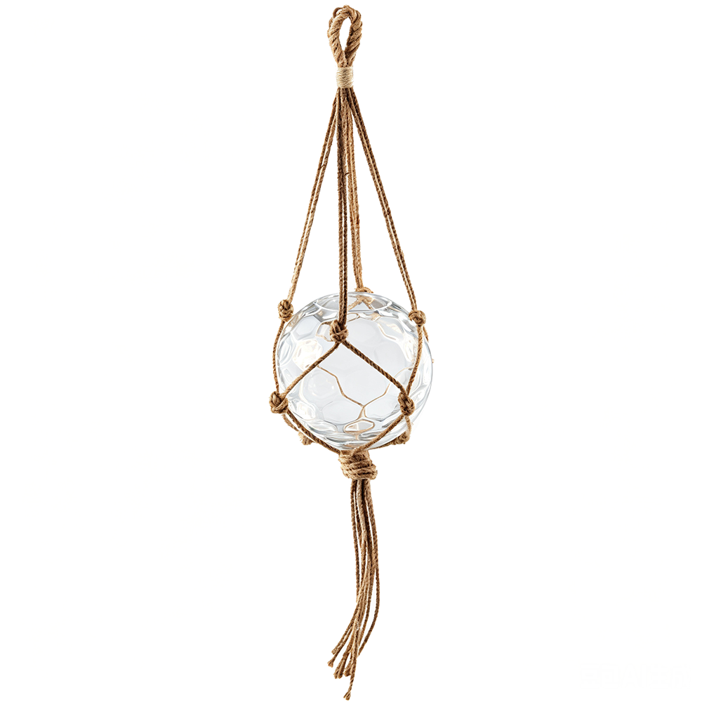 64587	 D10.5"H10" - HANGING GLASS TERRARIUM WITH ROPE